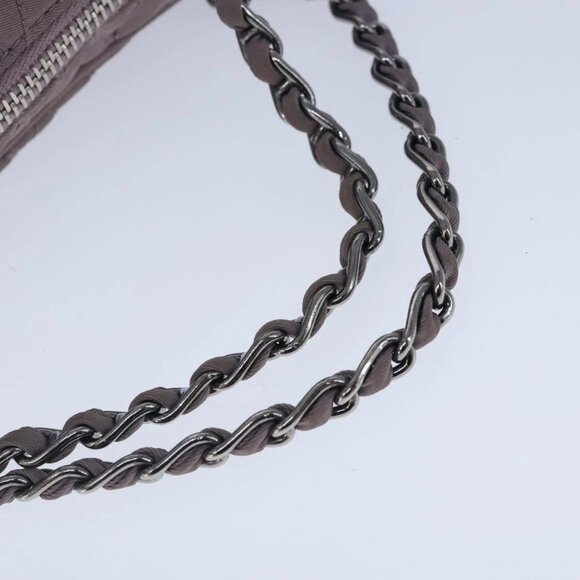 PRADA Quilted Chain Hand Bag Nylon Purple Silver Auth - Picture 6 of 14
